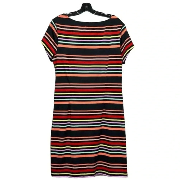 Cato Women's L Striped Knee Length Dress Multicolor Short Sleeve Scoop Neck - Picture 2 of 4